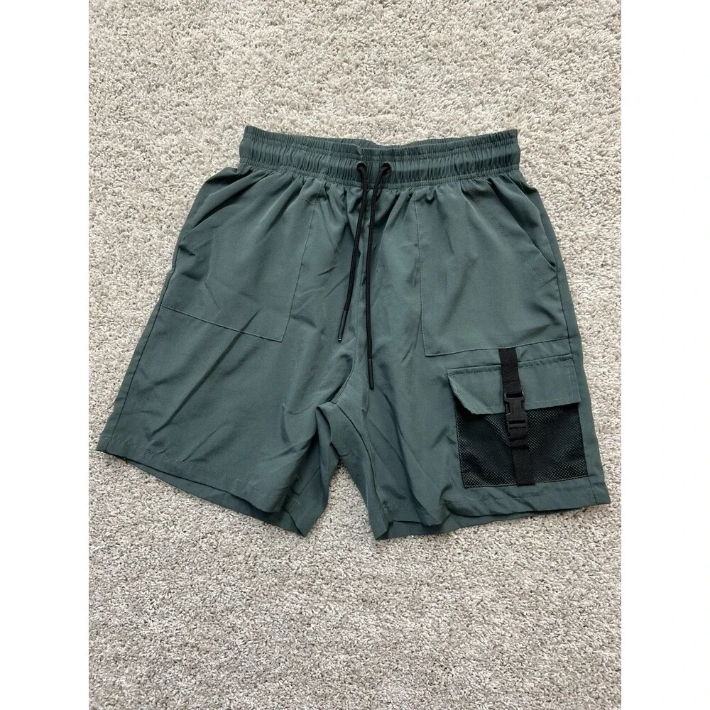 Athletex - Men's Workout Shorts - S - Green, Pockets